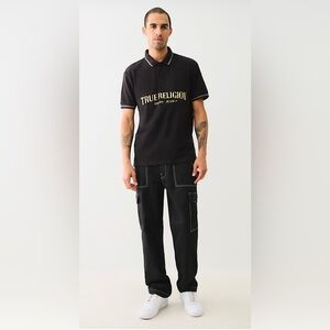 NWT True Religion BOBBY BAGGY Mens Cargo Pant Relaxed Fit W34 L34 Jet Black